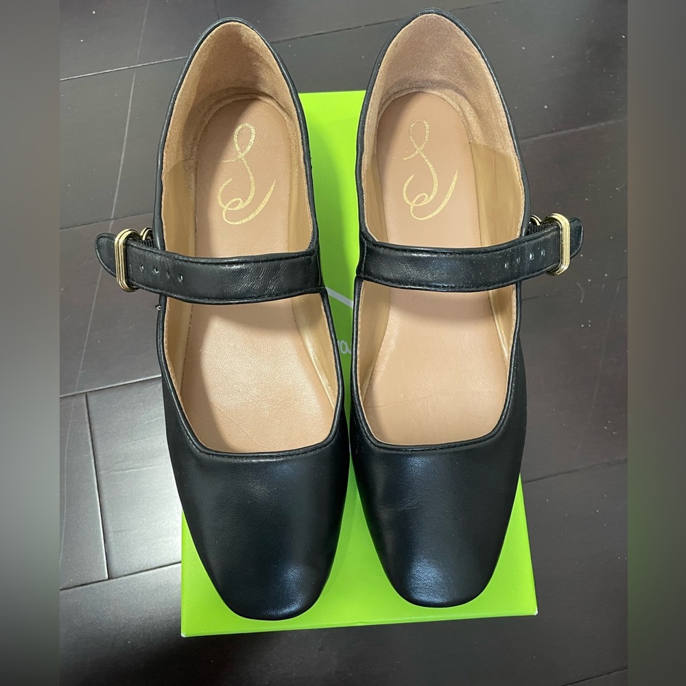 Sam Edelman Black Leather Michaela Mary Jane Flats